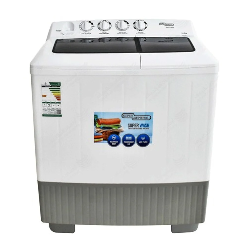سوبر جنرال غسالة حوضين، سعة 18كجم، ابيض | SUPER GENERAL MODEL NO: KSGW1888N