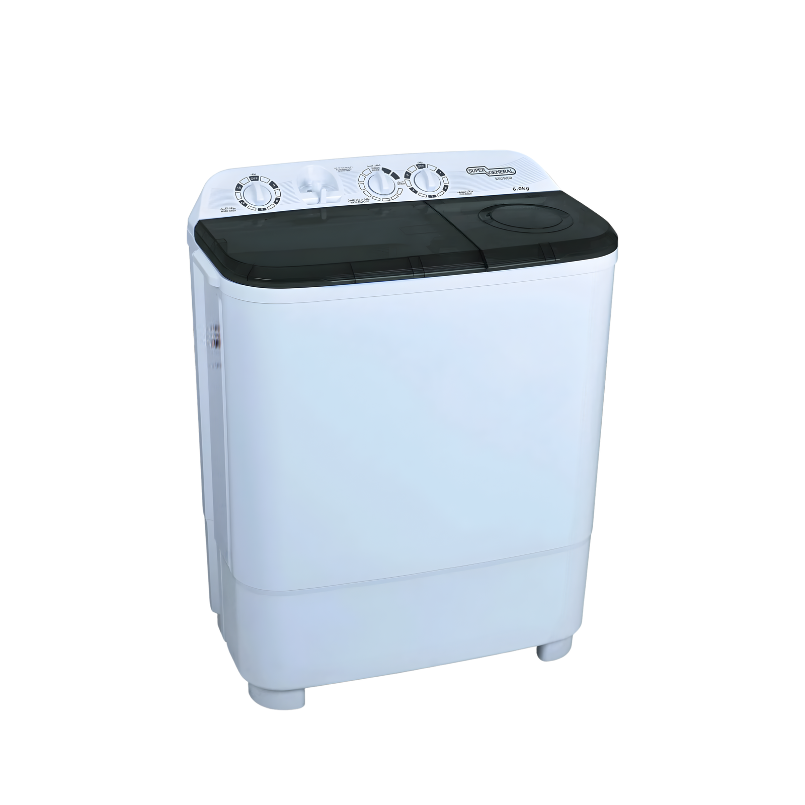 غسالة حوضين سوبر جنرال, سعة 6 كيلو , لون أبيض | SUPER GENERAL MODEL NO: KSGW66N