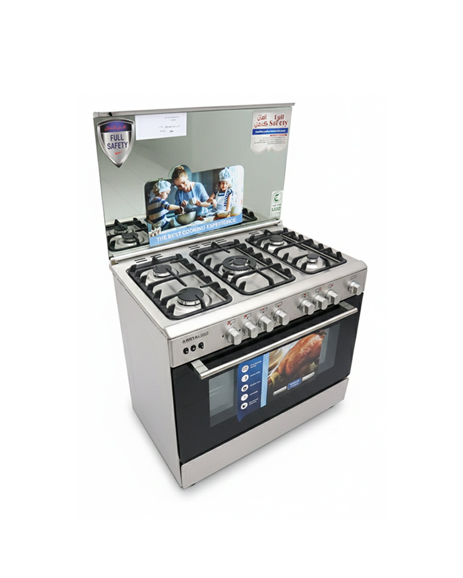 فرن غاز قائم من ماركة رويال جس ، بخمسة شعلات، مصنوع من الستانلس ستيل (CAST)، مقاس 90×60 سم، مع نظام أمان كامل، صنع في مصر. - الصورة 4