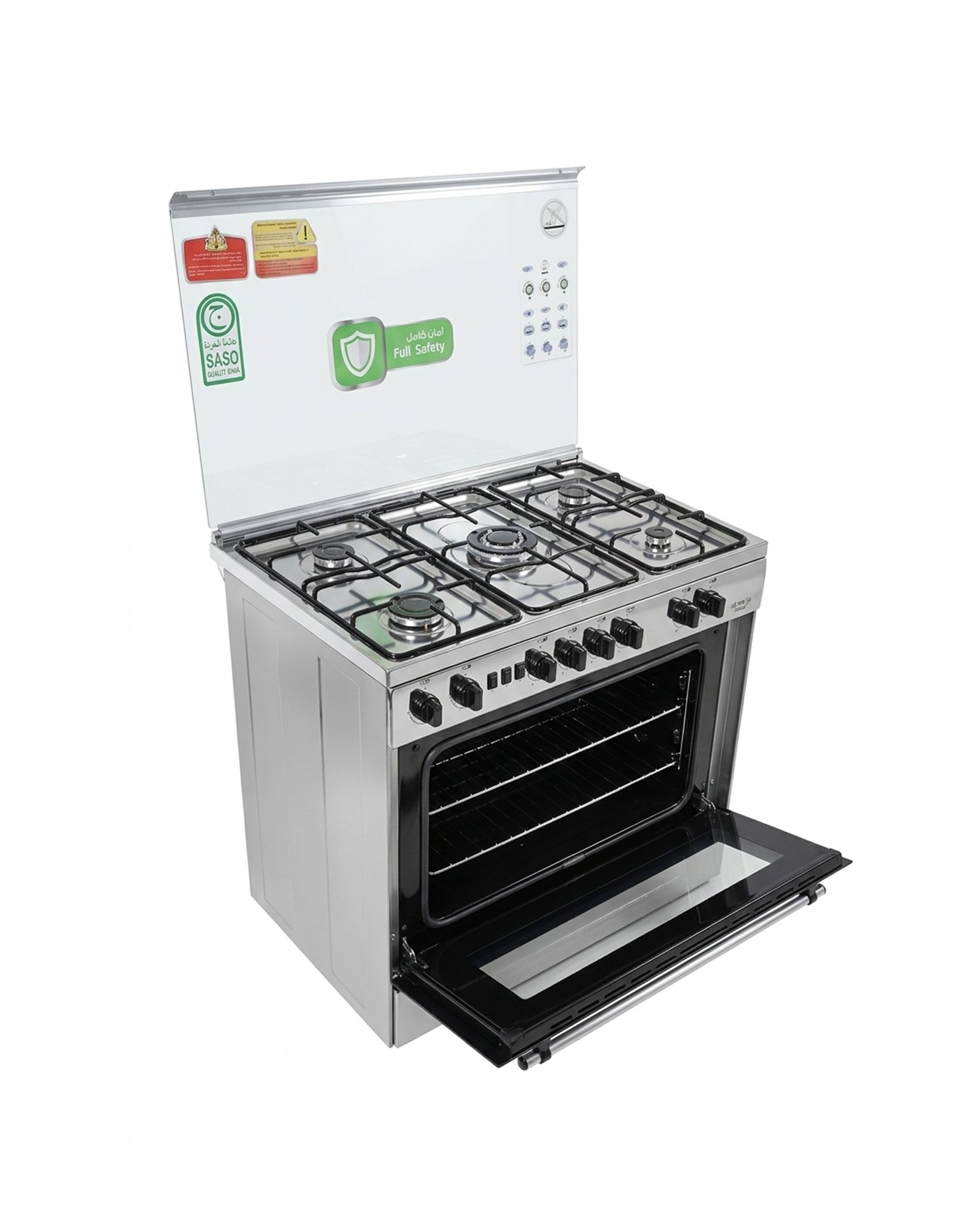 فرن **جرين إلكتريك**، قائم بذاته، 5 شعلات، مصنوع من الستانلس ستيل، جامبو، 80 سم × 60 سم، أمان كامل. - الصورة 3