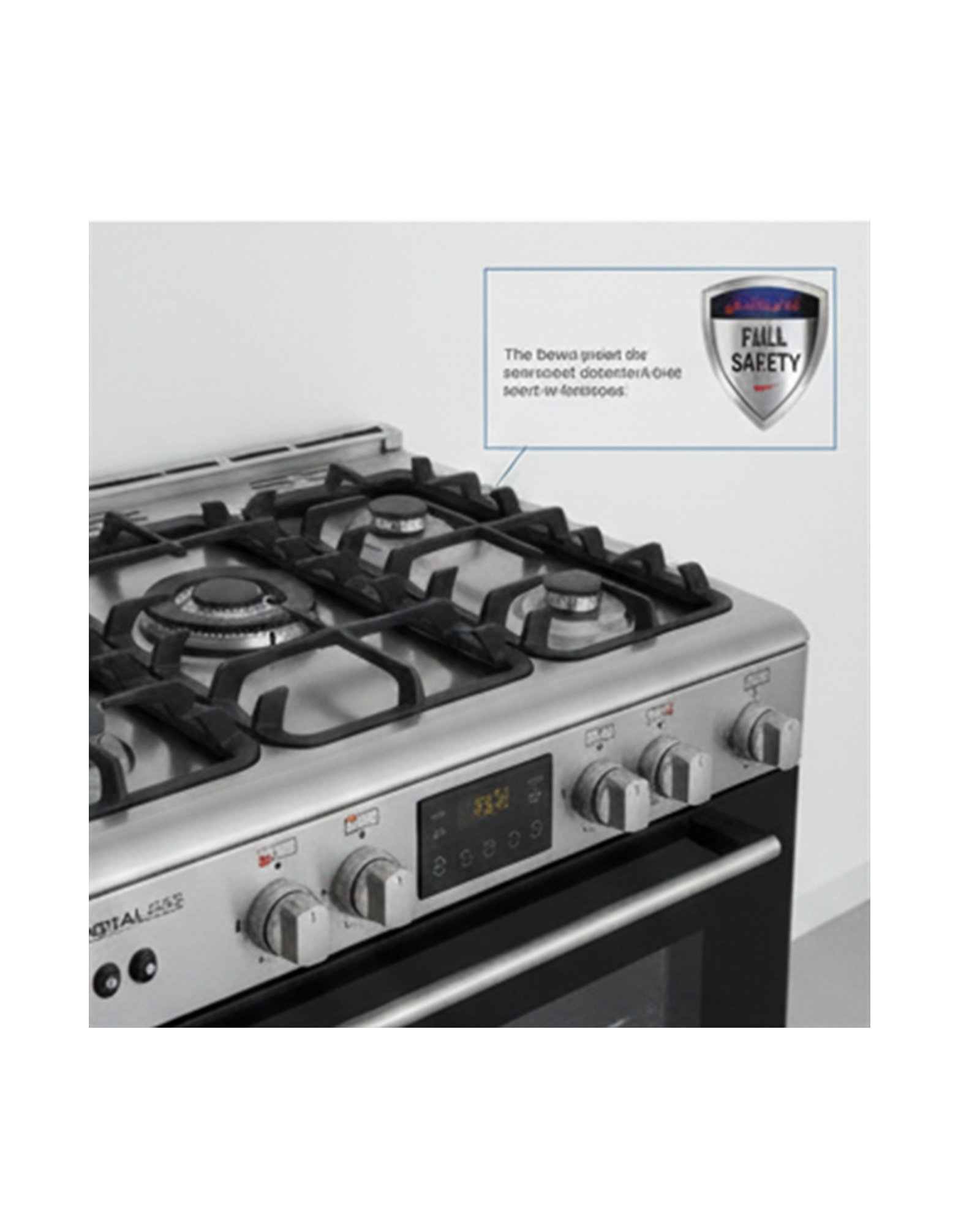 فرن غاز قائم من ماركة رويال جس ، بخمسة شعلات، مصنوع من الستانلس ستيل (CAST)، مقاس 90×60 سم، مع نظام أمان كامل، صنع في مصر. - الصورة 6